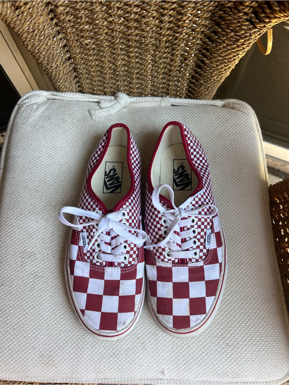 Vans Checkerboard Low Top Sneakers - Red & White